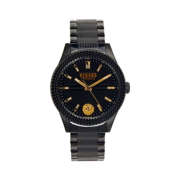 Versace Accessories Versace Clasp Black And Gold Crystal Blacktone